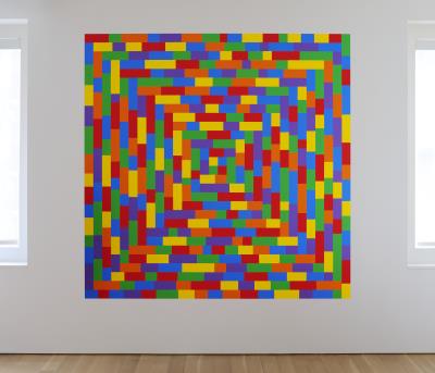 Wall Drawing #1112, Square with broken bands of color